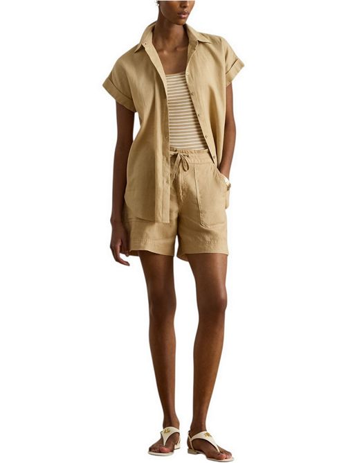 bermuda donna in lino cammello Ralph Lauren | 200P13695003